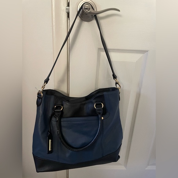 Tignanello Blue and Black Satchel Top Handle/Shoulder Bag - Picture 1 of 6
